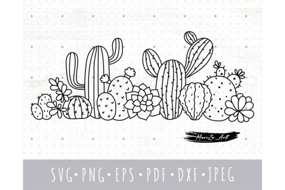 Cactus and Succulent Floral Border SVG for Graphics