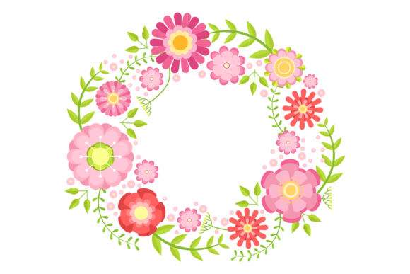 Cute Floral Circle Graphics & Illustrations for Branding