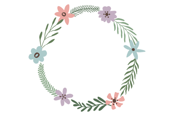Cute Round Frame. Floral Decorative Bota Graphics and Illustrations