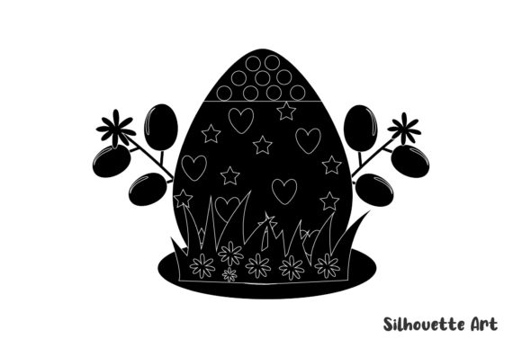 Easter Floral Egg Silhouette Design for Graphics and Illustrations