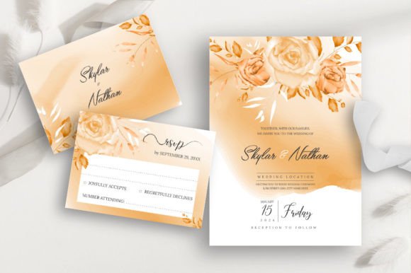 Elegant Floral Foliage Wedding Cards Graphics & Illustrations