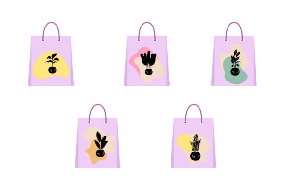Floral Silhouette Pink Handbag Graphics for Editorial Use