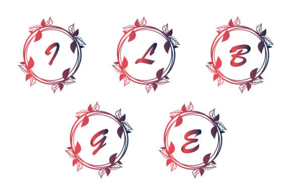 Initial Round Logo with Floral Graphics and Illustrations