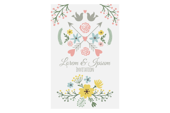 Invitation Card Template. Floral Decorat Graphics & Illustrations
