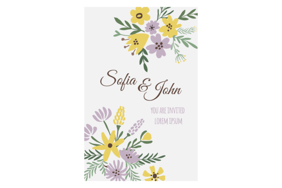 Wedding Card Template. Floral Bouquet Rs Graphics